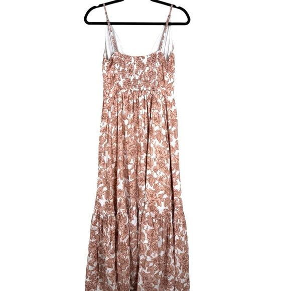 Abercrombie & Fitch Floral Button Slit Maxi Dress Linen Blend V Neck Medium - Picture 5 of 8